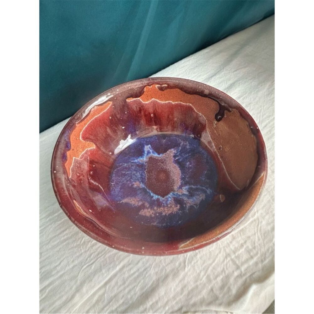 Blue Ridge Pottery BRP Red Purple Heavy Drip Glaze Bowl